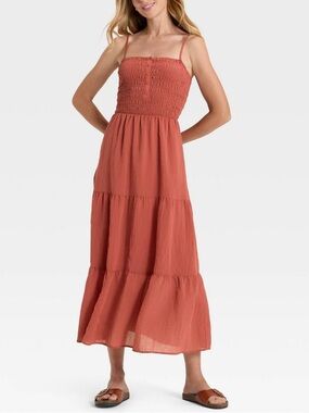 Universal Thread - Women's Button-Front Smocked Maxi Sundress Size M